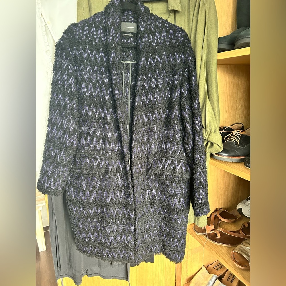 Isabel Marant Black and Purple Zigzag Coat